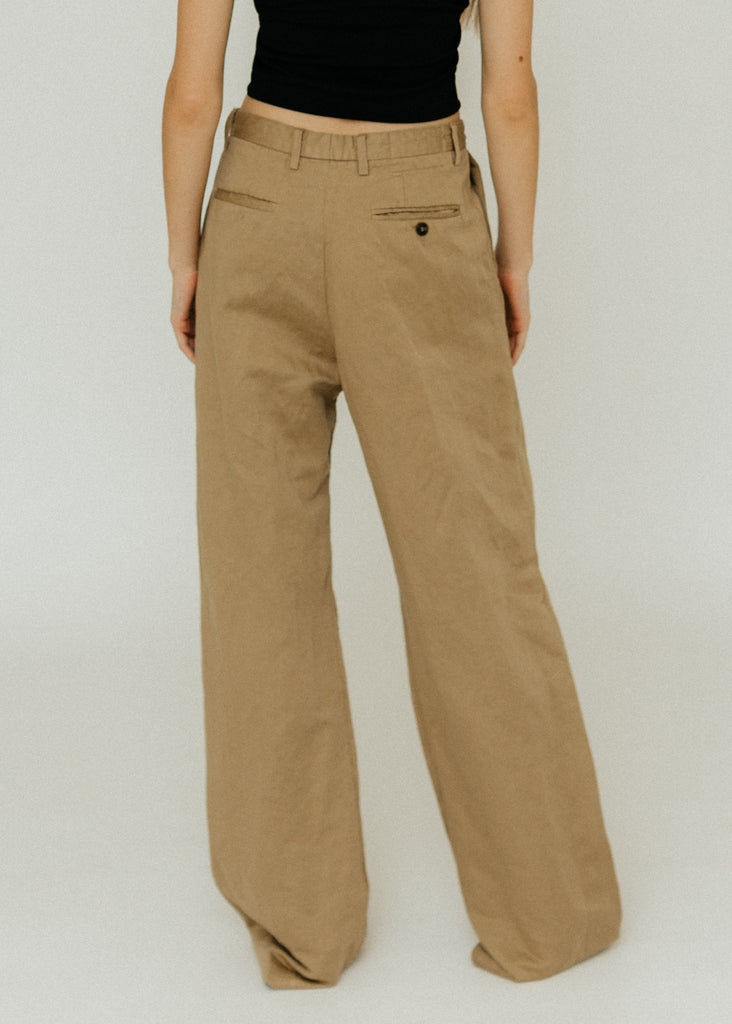 R13 Damon Pleated Trouser in Khaki Back | Tula's Online Boutique