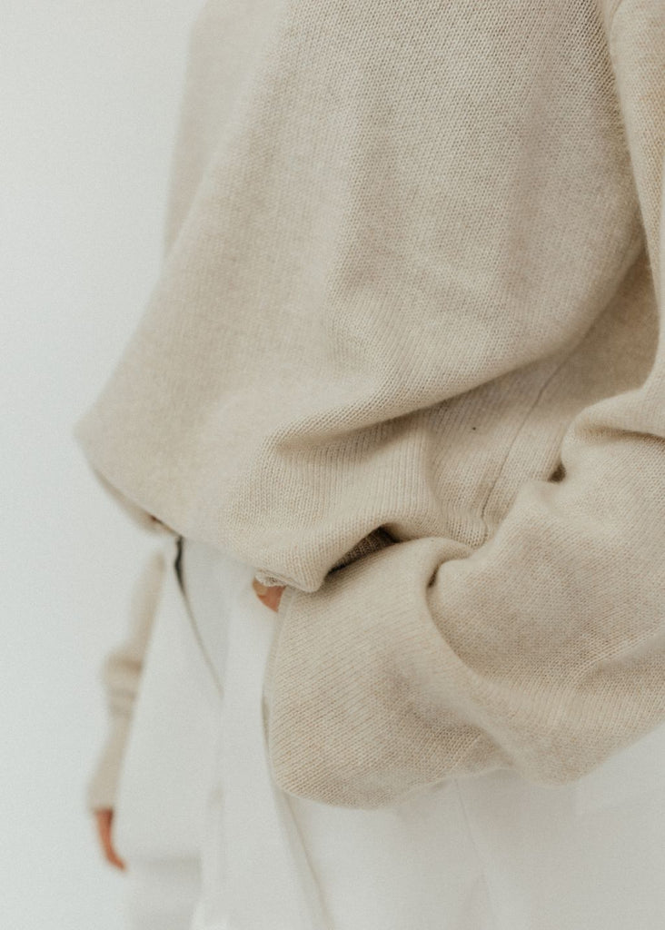 Éterne James Cashmere Sweater in Oatmeal Side Details | Tula's Online Boutique