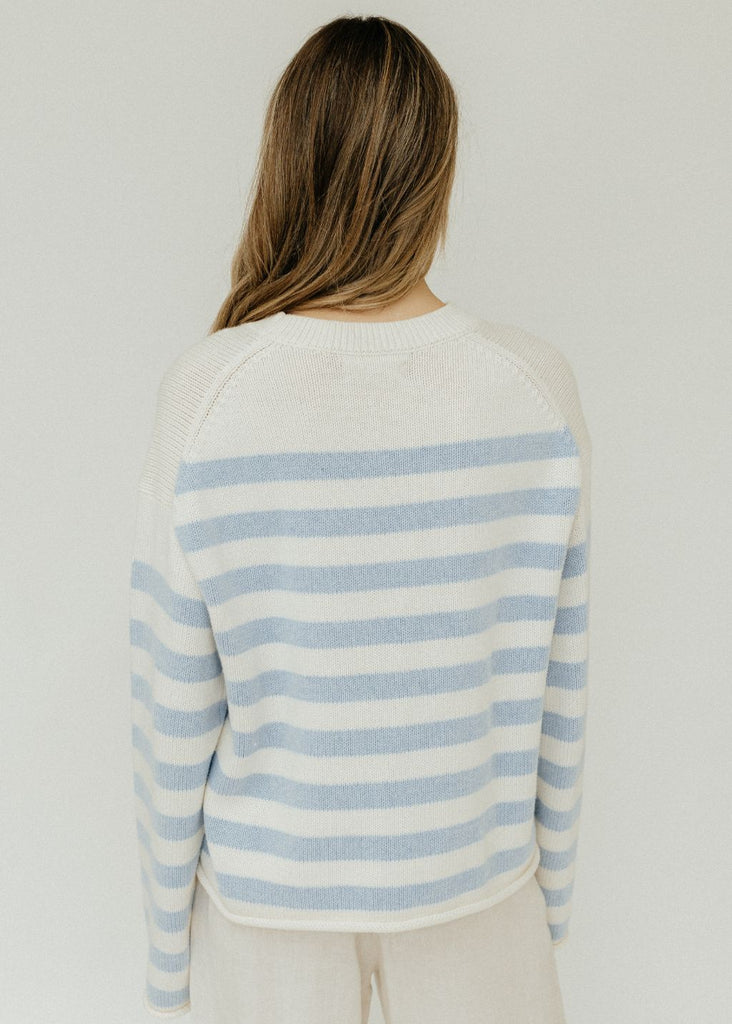 Velvet Lex Sweater in Milk/Blue Back | Tula's Online Boutique