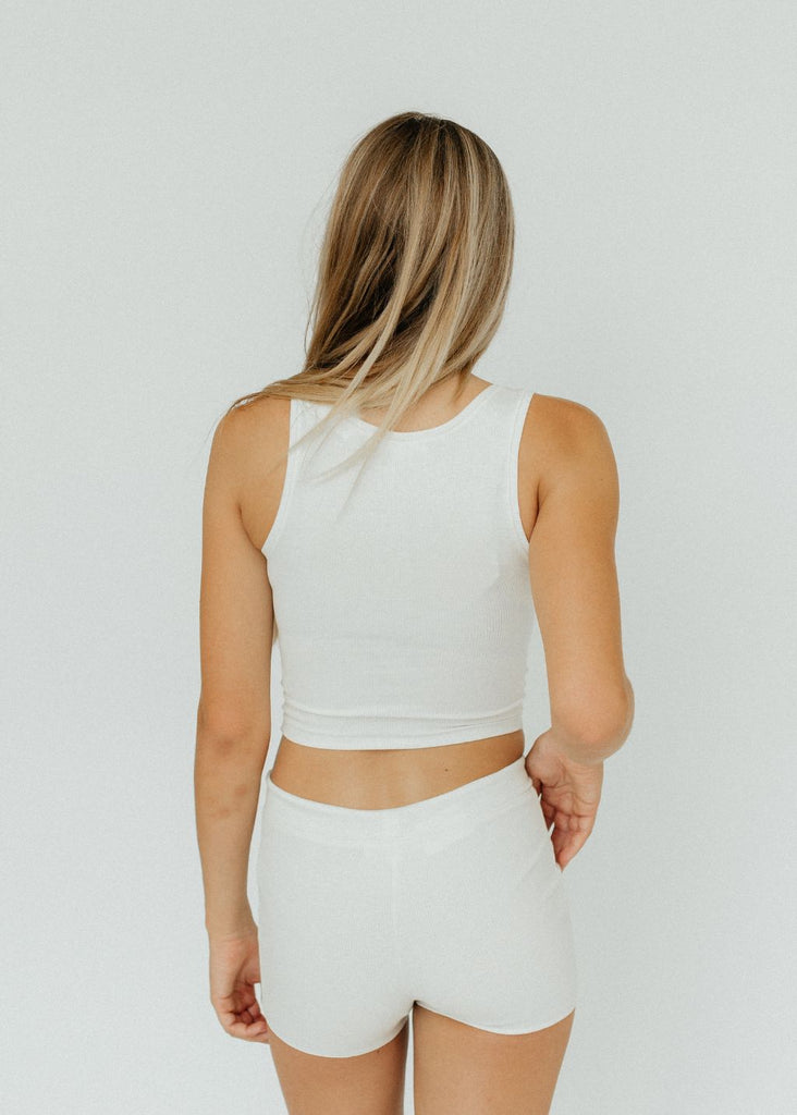 Éterne Square Neck Tank in Cream back | Tula's Online Boutique