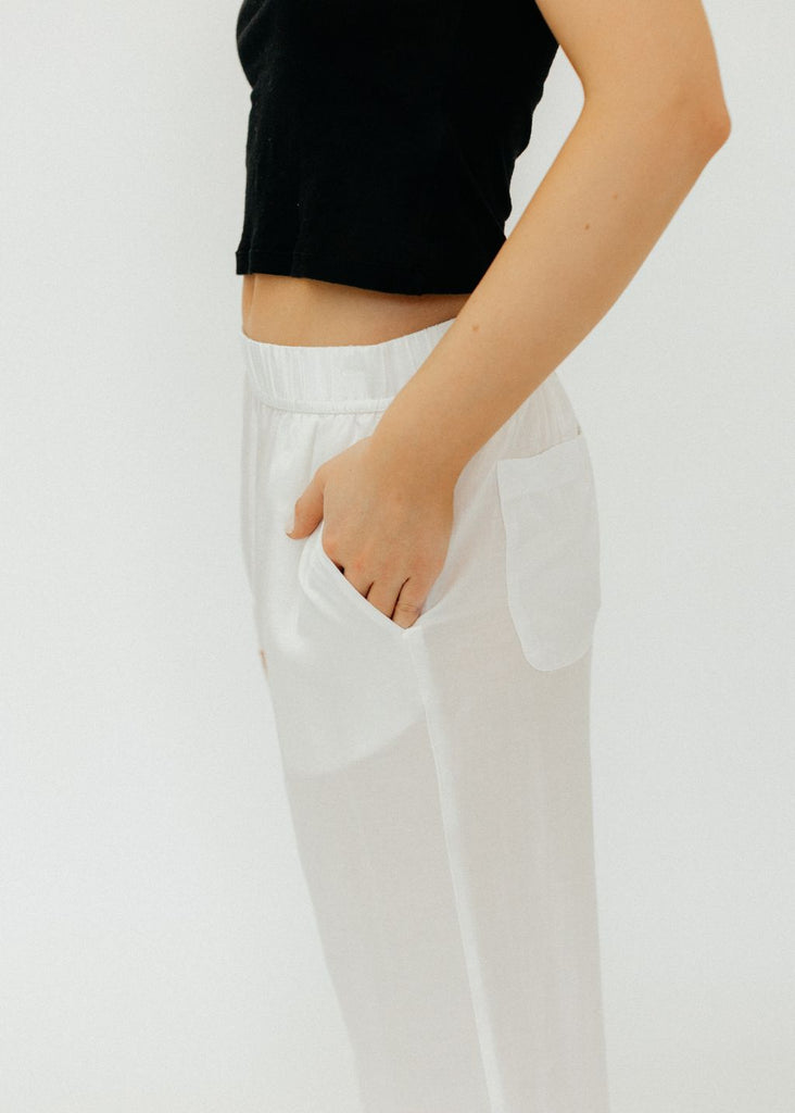 Raquel Allegra Fez Pant in Washed White Details | Tula's Online Boutique