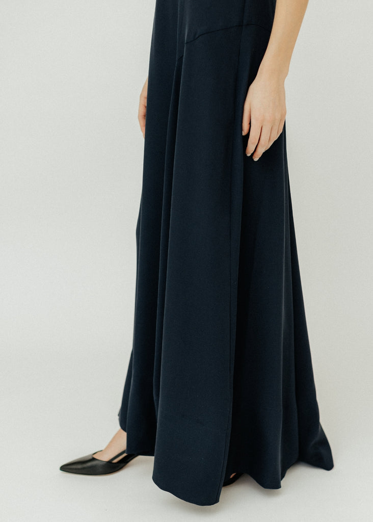 Tibi Silk Strapless Sculpted Dress in Dark Navy Skirt | Tula's Online Boutique