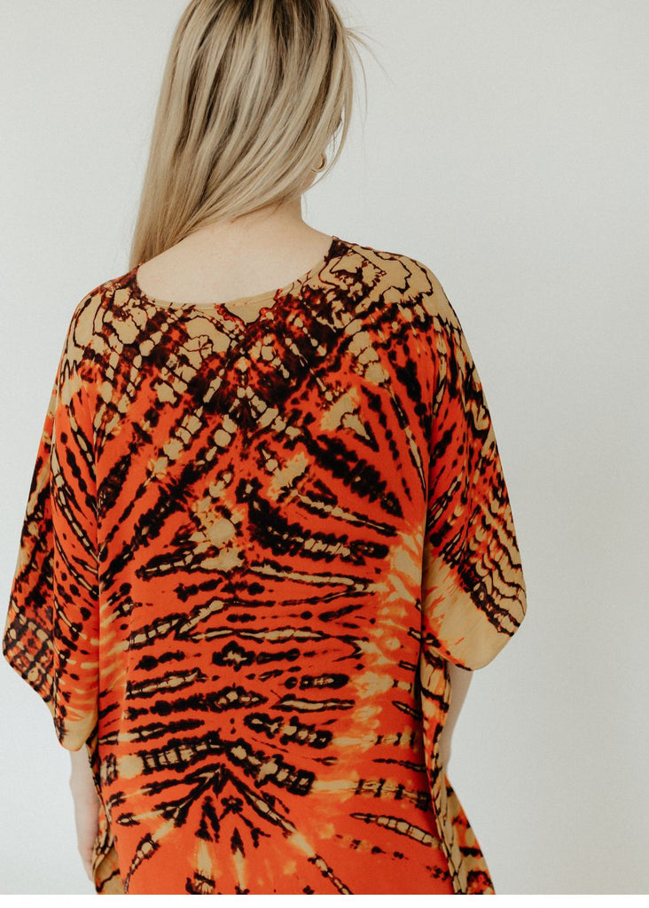 Raquel Allegra Kigali Silk Caftan Back Detail | Tula's Online Boutique