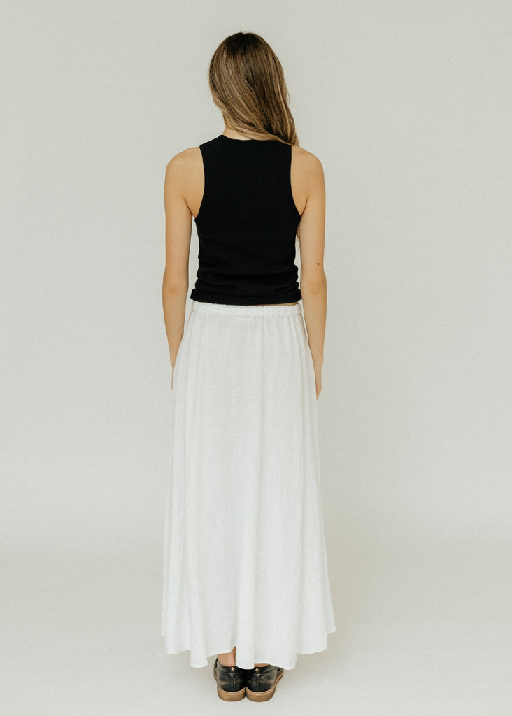 Velvet Bailey Linen Skirt in White Back | Tula's Online Boutique