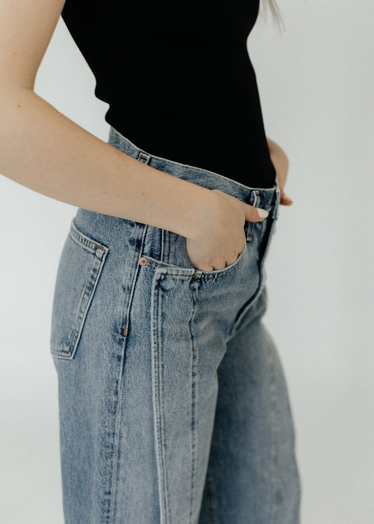 AGOLDE Fold Jean in Navigate Close Up | Tula's Online Boutique