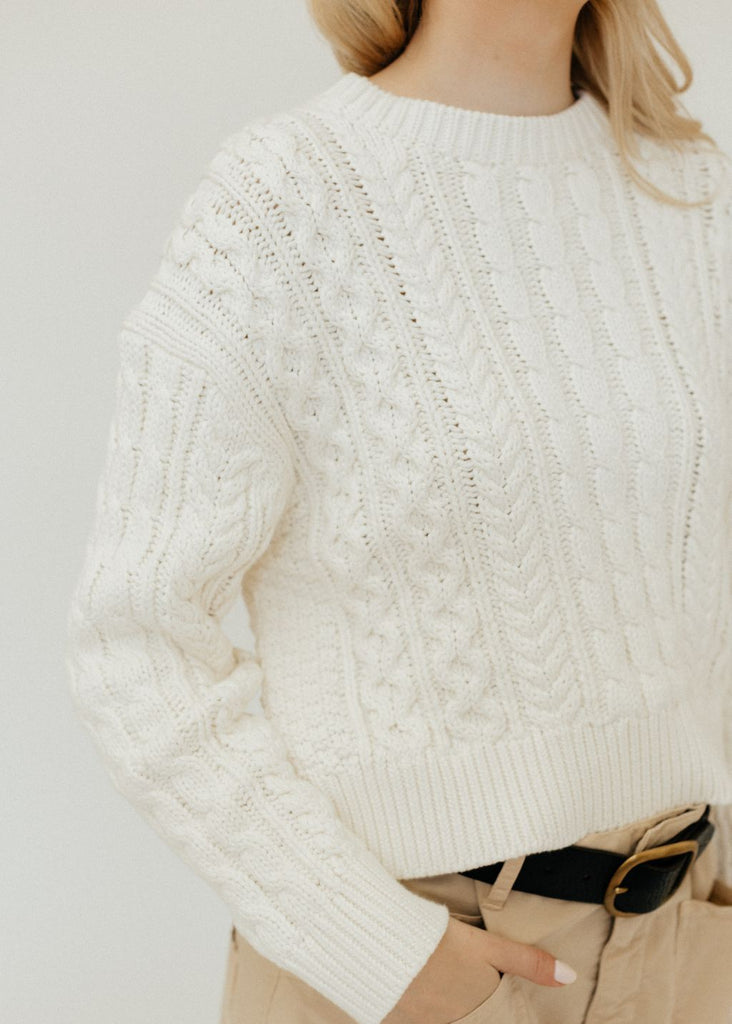 Nili Lotan Rory Sweater in Ivory Detail | Tula's Online Boutique