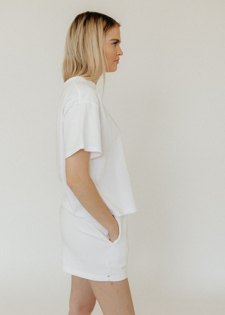 Xírena Shayne Sweatshort in White Side | Tula's Online Boutique