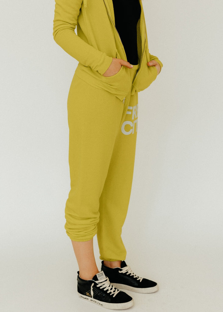 FREECITY Superfluff Lux OG Sweatpants Yellow | Tula's Online Boutique