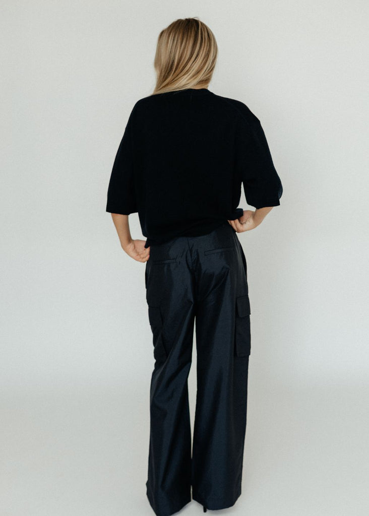 Tibi Crispy Nylon Stella Pleated Cargo Pant  back| Tula's Online Boutique