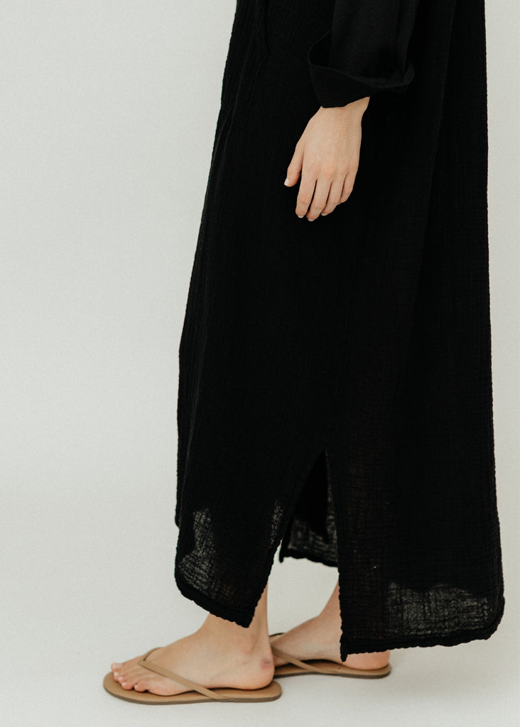 Raquel Allegra Caftan Shirt Dress in Black Skirt | Tula's Online Boutique