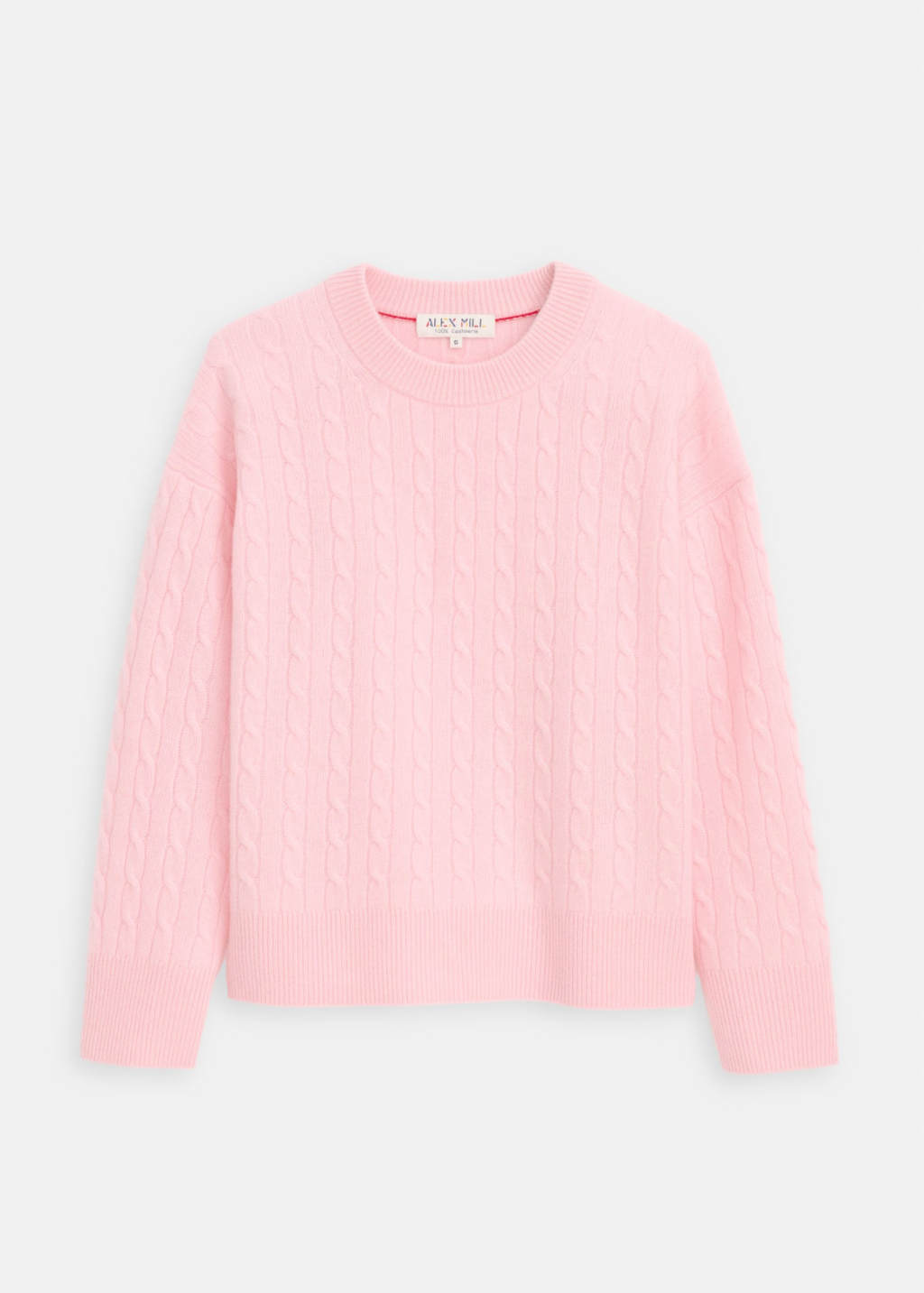 Alex Mill Cashmere Crewneck Cable Sweater in Rose Quartz | Shop Tula