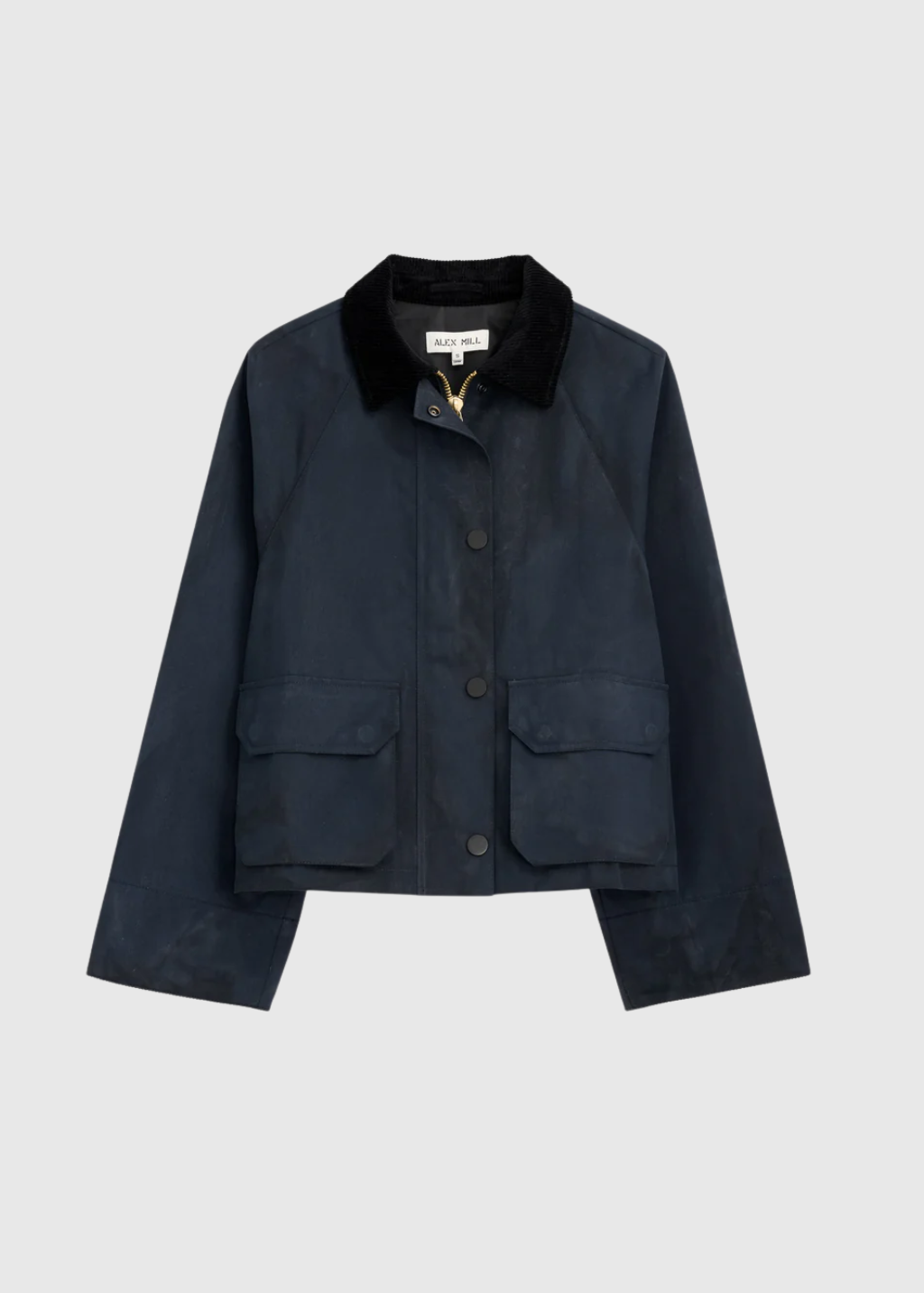 Alex Mill Cropped Chiltern Waxed Cotton Jacket in Navy | Shop Tula