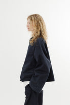 Alex Mill Cropped Chiltern Waxed Cotton Jacket in Navy | Shop Tula