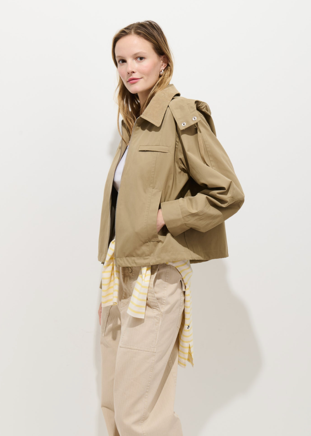 Alex Mill Kenzie Zip Jacket in Khaki | Shop Tula