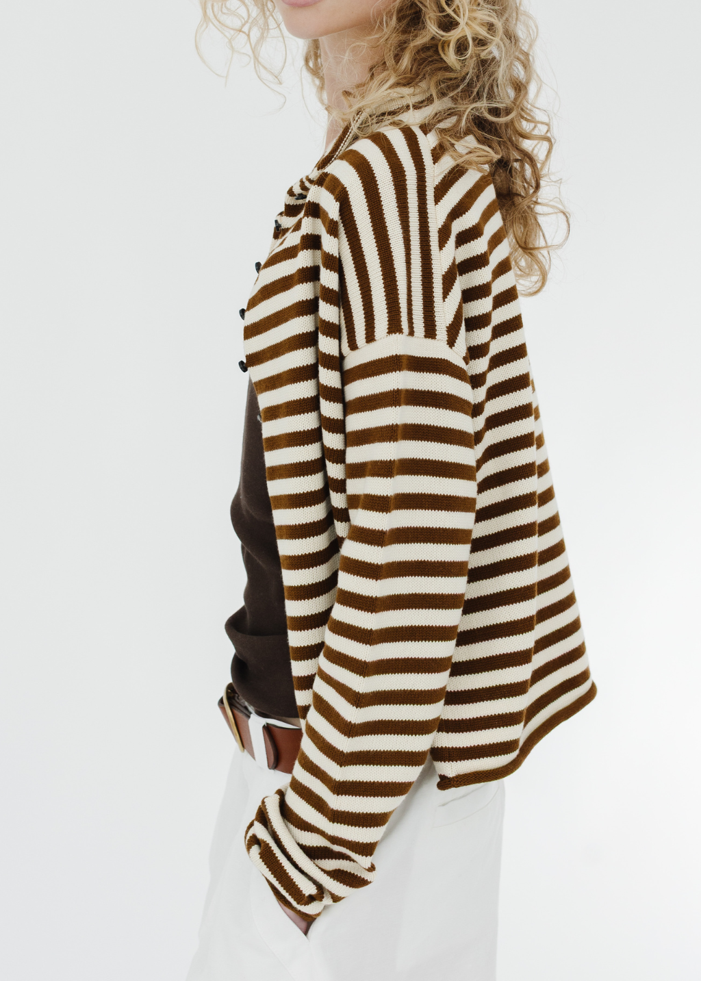 Alex Mill Taylor Striped Cardigan in Ivory/Brown | Shop Tula