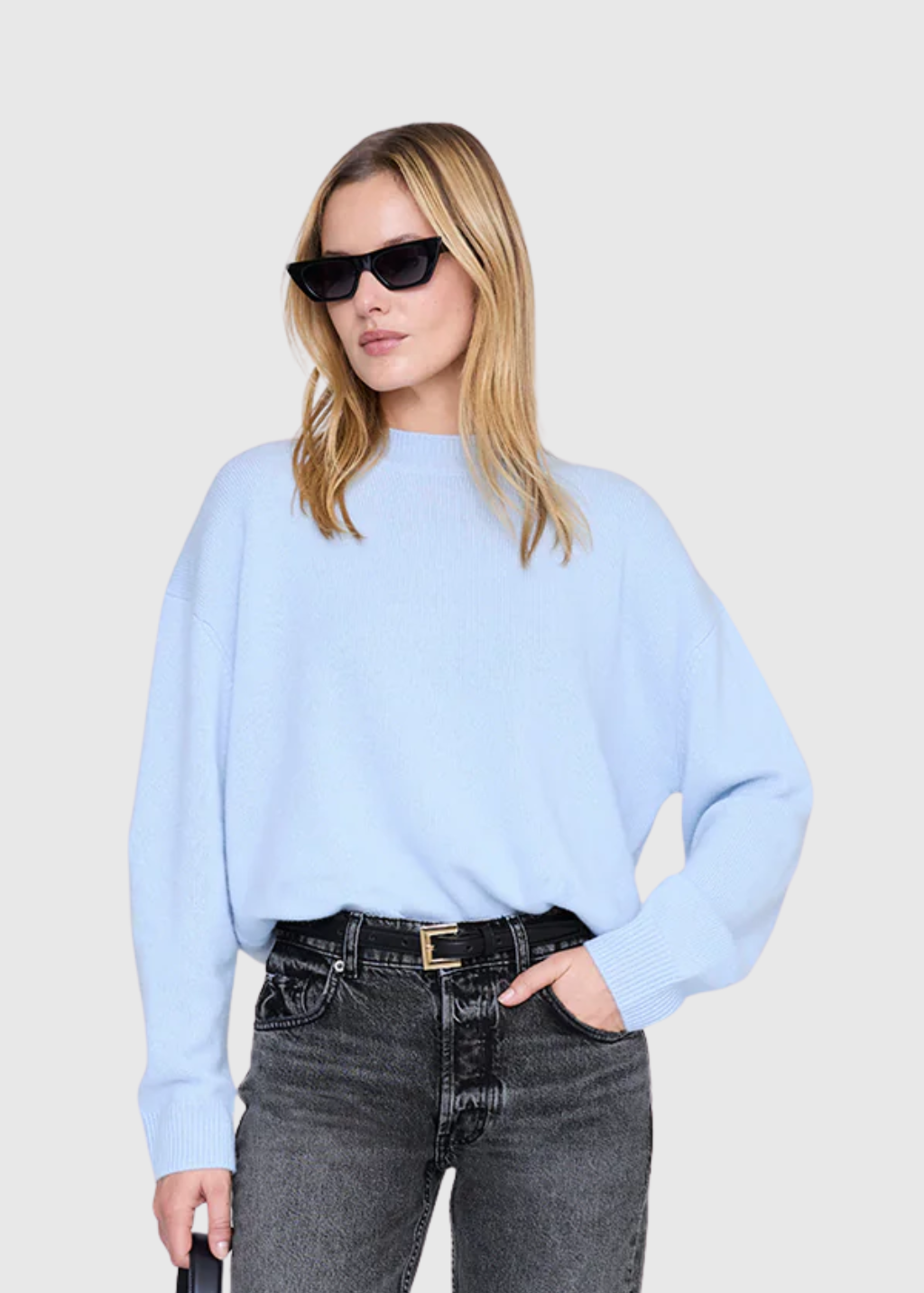 Anine Bing Lee Crew Sweater in Pale Blue | Shop Tula