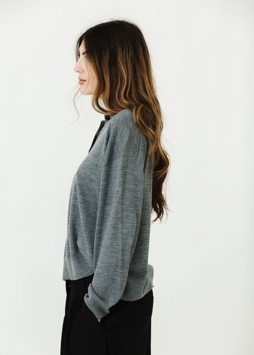 Anine Bing Lee Polo Sweater Heather Grey | Shop Tula
