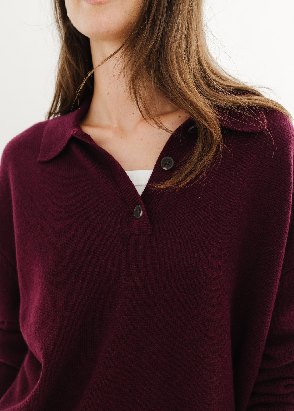 Anine Bing Lee Polo Sweater in Fig | Shop Tula