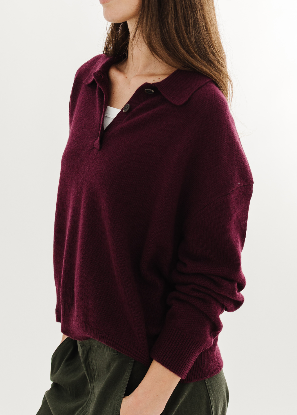 Anine Bing Lee Polo Sweater in Fig | Shop Tula
