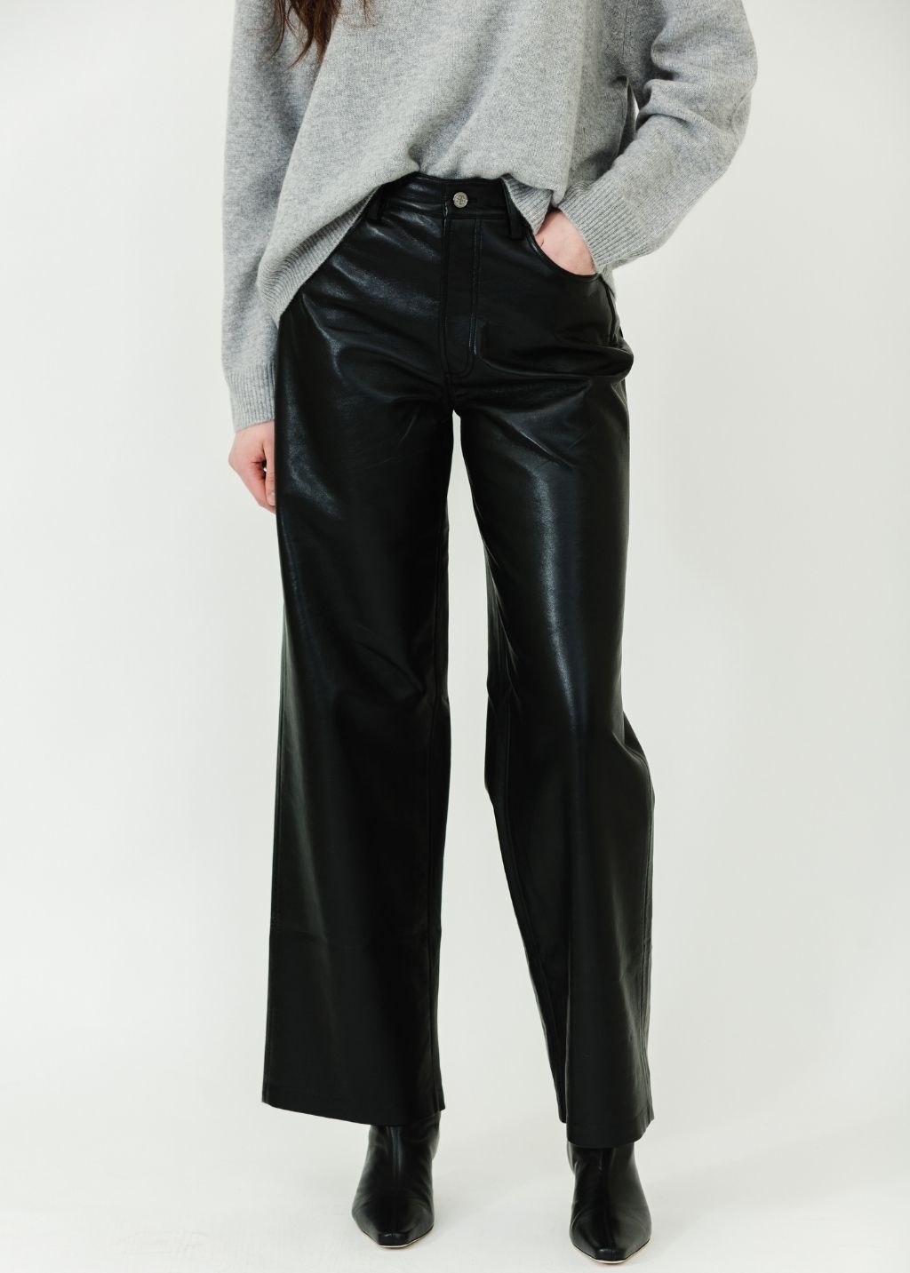 Anine Bing Manon Recycled Leather Pant in Black | Shop Tula
