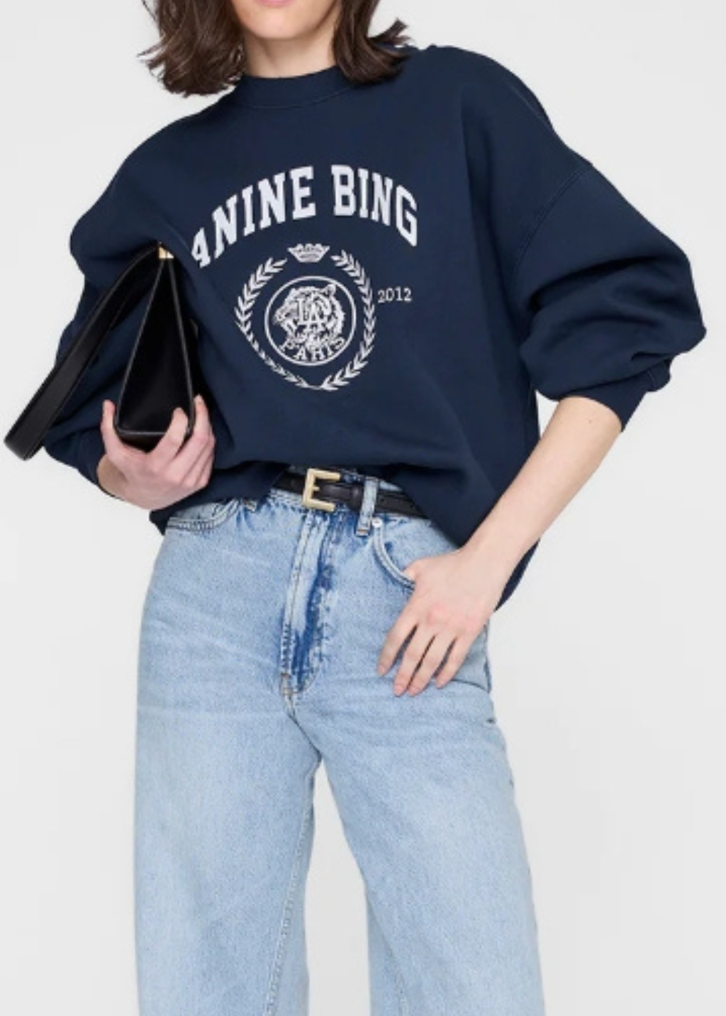 Anine Bing Miles Collegiate Sweatshirt in Dark Navy | Shop Tula