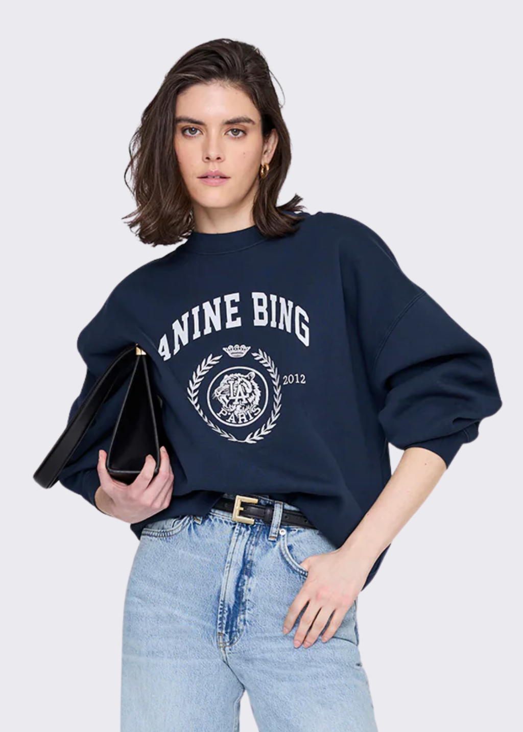 Anine Bing Miles Collegiate Sweatshirt in Dark Navy | Shop Tula