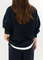 Anine Bing Miles Collegiate Sweatshirt in Dark Navy | Shop Tula