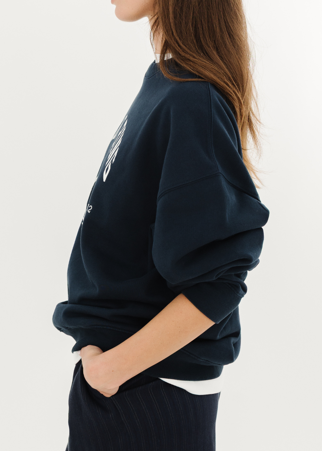 Anine Bing Miles Collegiate Sweatshirt in Dark Navy | Shop Tula