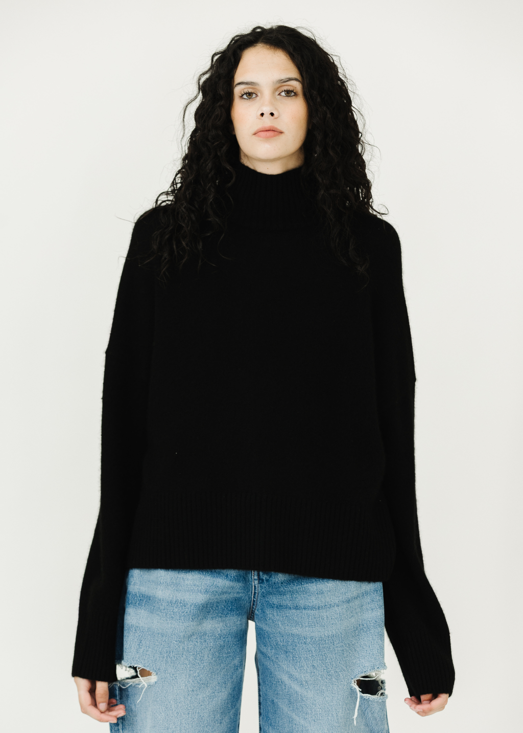 Colorush Chunky Carmen Funnel Neck in Black | Shop Tula