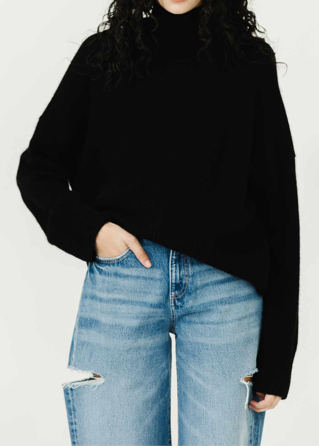 Colorush Chunky Carmen Funnel Neck in Black | Shop Tula