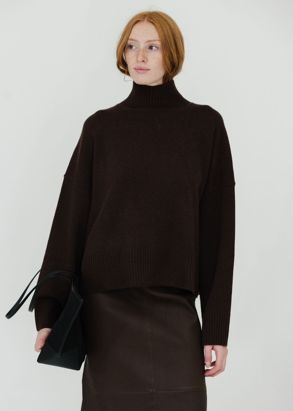 Colorush Chunky Carmen Funnel Neck in Coffee | Shop Tula