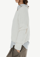 Colorush Chunky Carmen V Neck in Organic White | Shop Tula