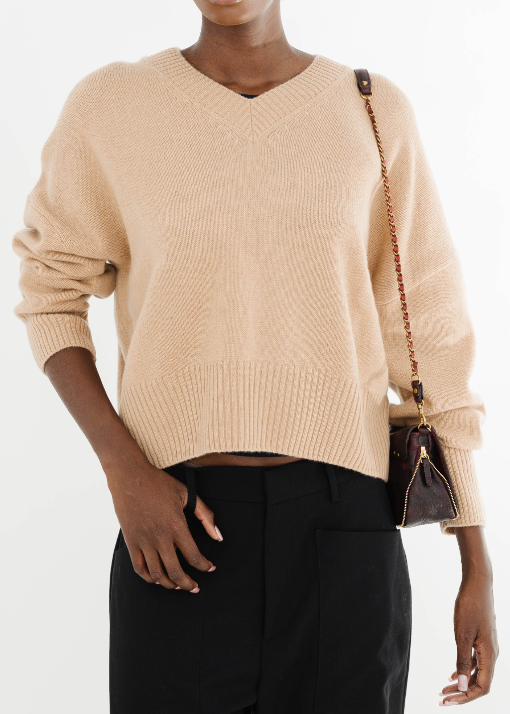 Colorush Chunky Carmen V Neck in Toasted | Shop Tula