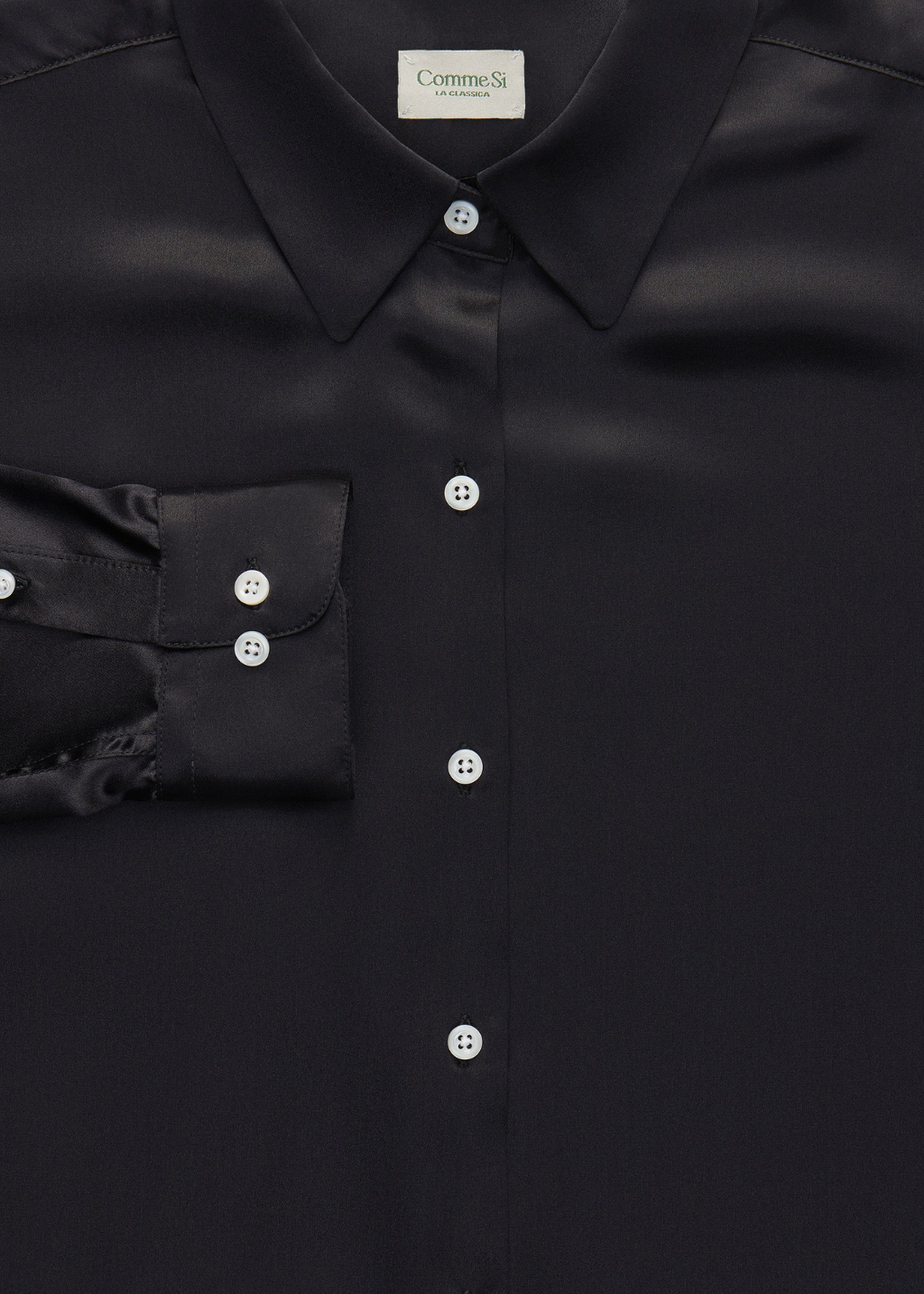 Comme Si La Shirt Classica Silk in Black | Shop Tula