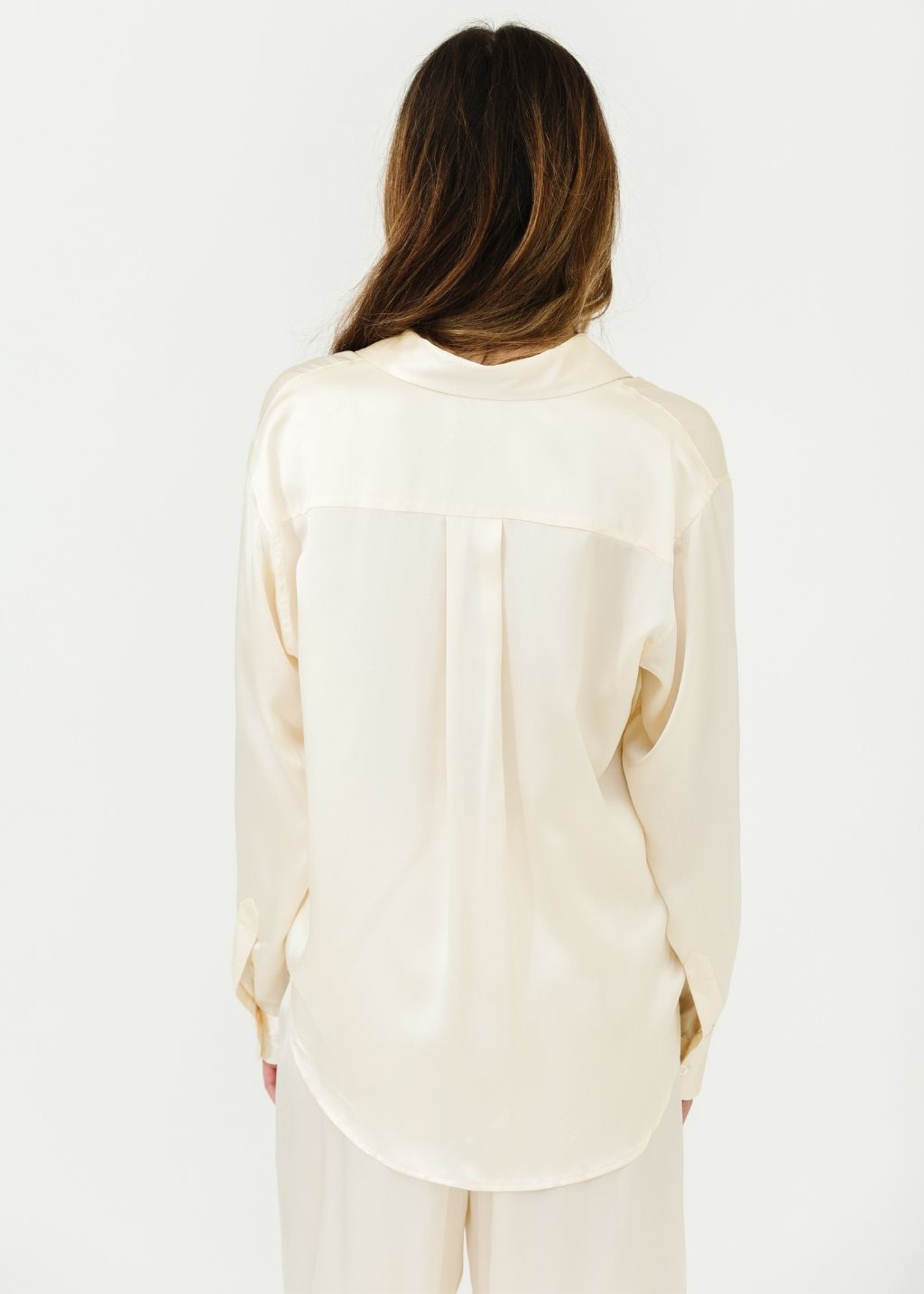 Comme Si La Shirt Classica Silk in Cream Back | Shop Tula