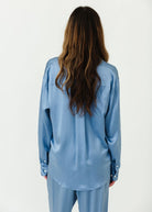 Comme Si La Shirt Classica Silk in Periwinkle Back | Shop Tula