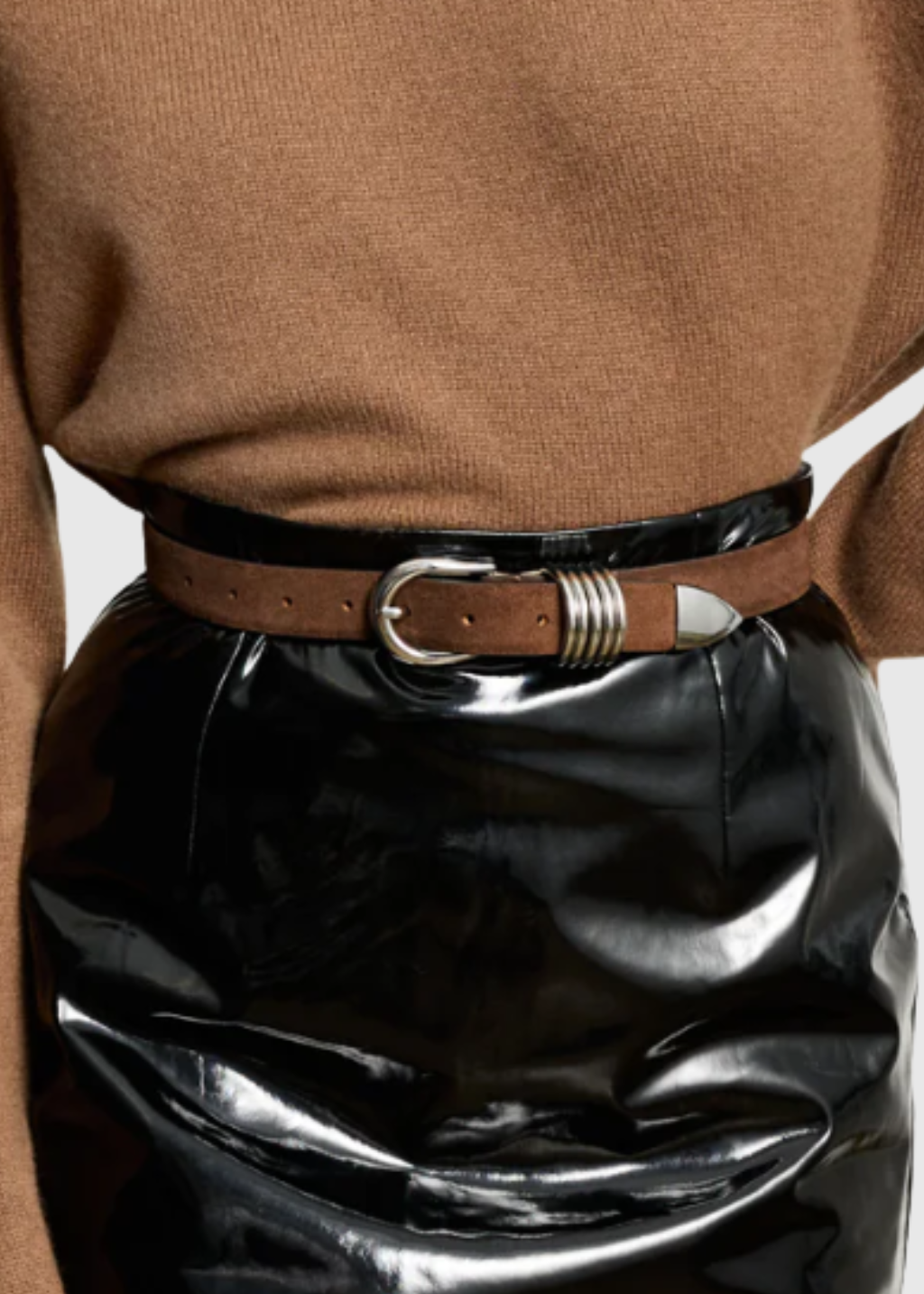 Déhanche Hollyhock Belt in Chocolate Suede/Silver | Shop Tula