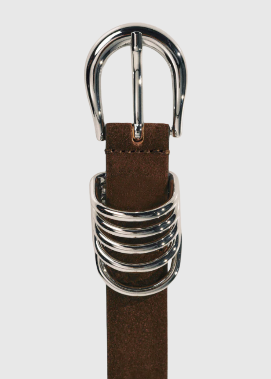 Déhanche Hollyhock Belt in Chocolate Suede/Silver | Shop Tula