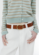 DePalma Leather Clasico Belt in Tobacco/Brass | Shop Tula