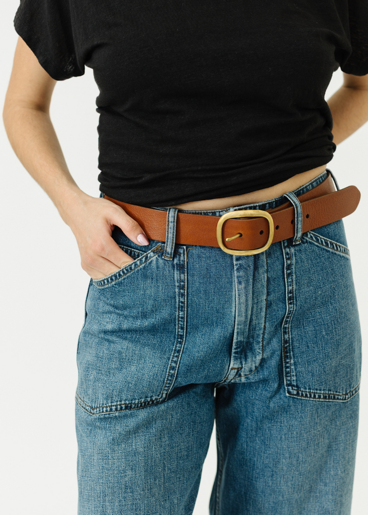 DePalma Leather Clasico Belt Brown and Brass | Tula's Online Boutique