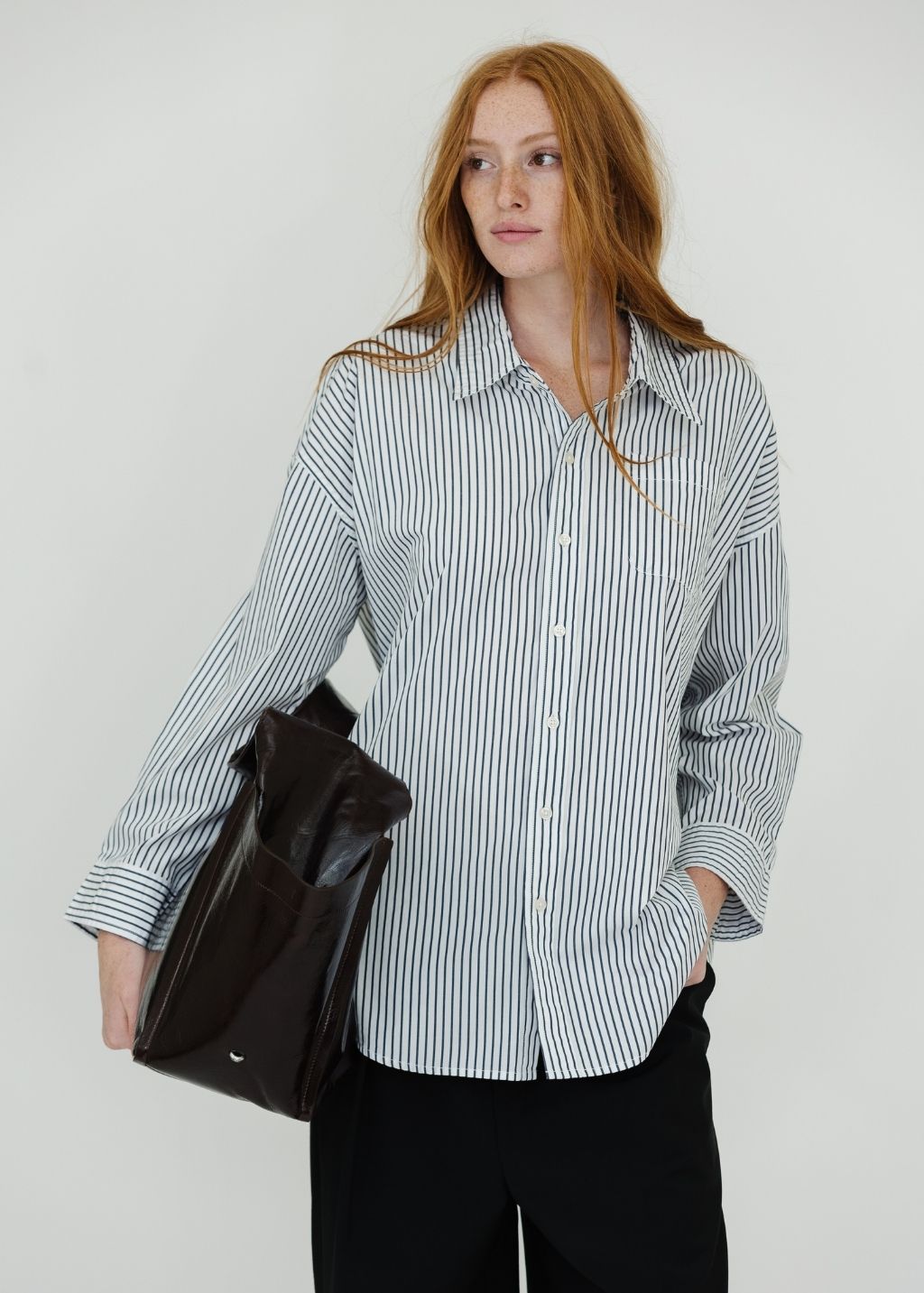 Denimist Button Front Shirt in Navy/White Stripe | Shop Tula