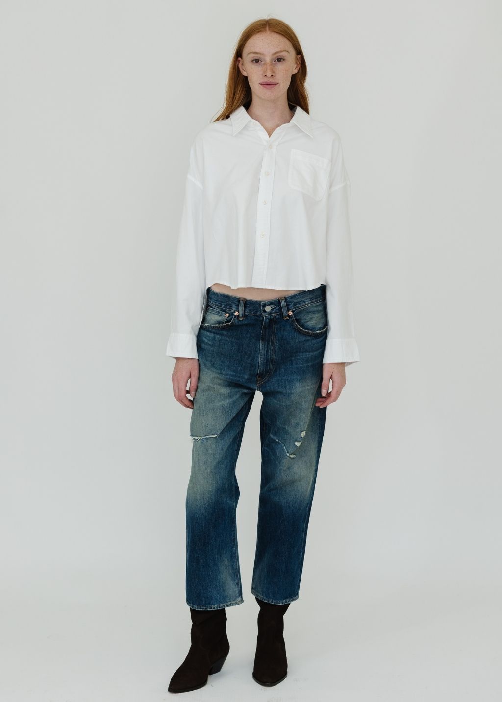 Denimist Cropped Button Front Shirt | Shop Tula