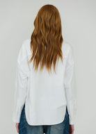 Denimist Cropped Button Front Shirt in White Back | Shop Tula