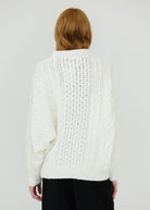 Denimist Oversized Aran Sweater in White Cable | Shop Tula