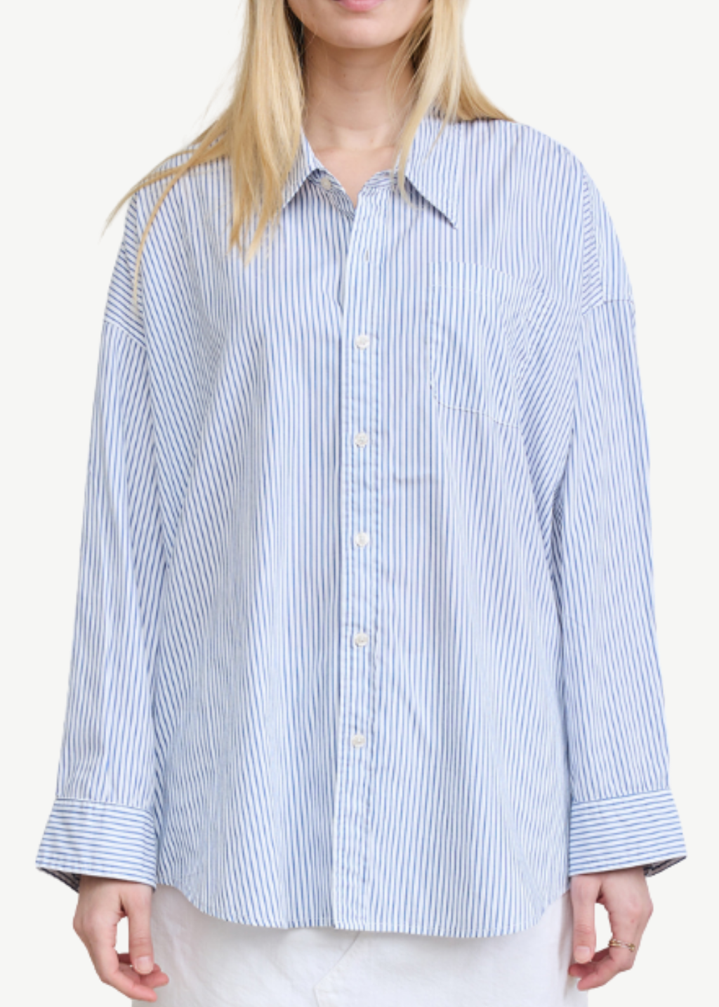 Denimist Sutton Button Front Shirt in Blue Stripe | Shop Tula