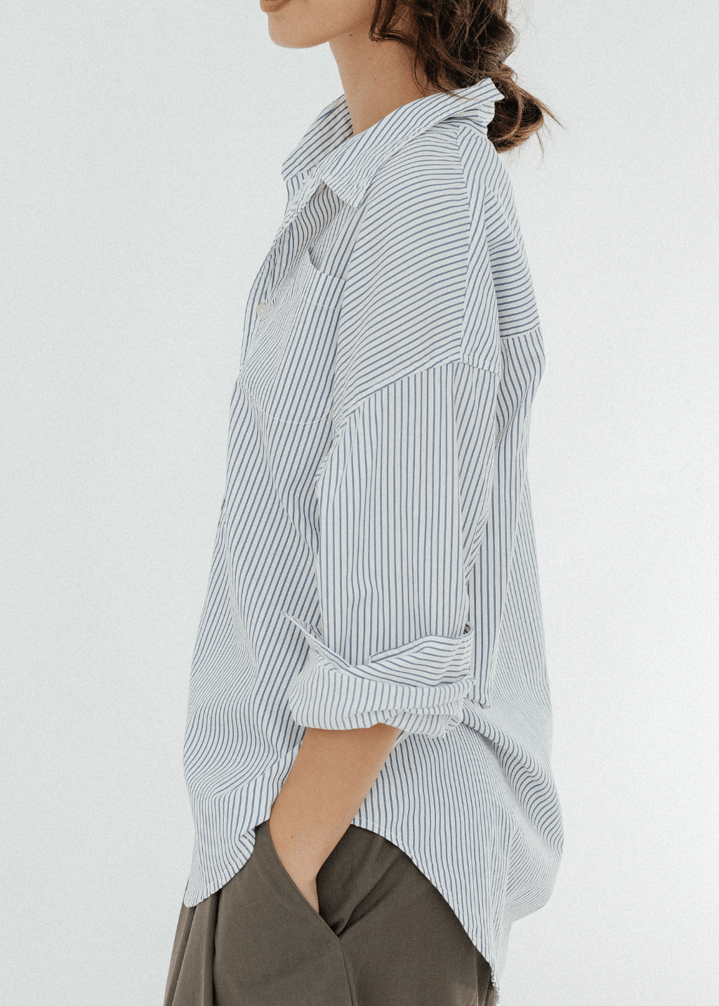 Denimist Sutton Button Front Shirt in Blue Stripe | Shop Tula