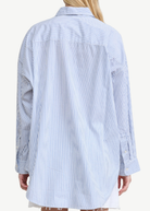 Denimist Sutton Button Front Shirt in Blue Stripe | Shop Tula