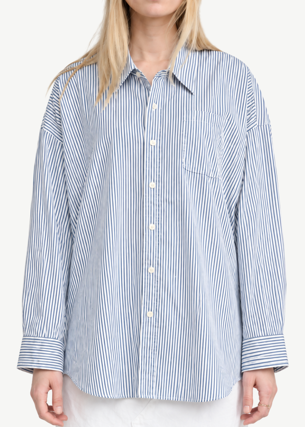 Denimist Sutton Button Front Shirt in Blue Stripe | Shop Tula