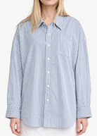 Denimist Sutton Button Front Shirt in Blue Stripe | Shop Tula