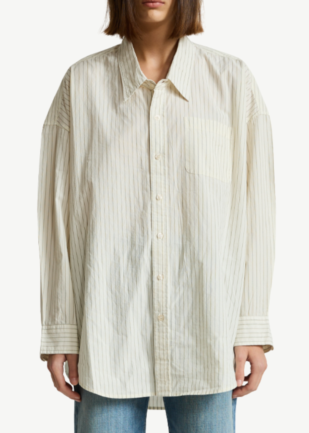 Denimist Sutton Striped Button Front Shirt in Olive Green | Shop Tula